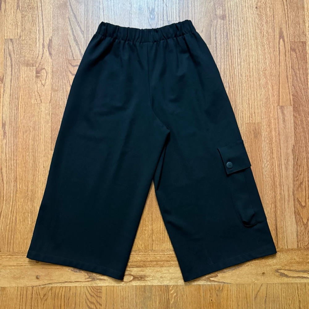 Planet by Lauren G wide leg crop pants with elastic waist in black size 1 - Picture 5 of 12